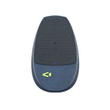 Duotone Skybrid SLS 2027 Kiteboard, Draufsicht, dunkelblau mit neongelben Details und strukturierter Oberfläche