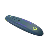 Duotone Skybrid SLS 2027 Kiteboard in Blau und Violett mit Neon-Akzenten, Seitenansicht