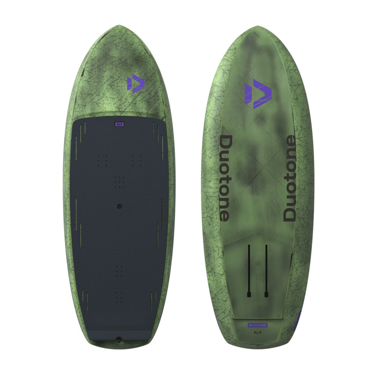 Duotone Trace SLS 2027 Wakesurf-Board grün-schwarz, Ober- und Unterseite, Composite-Material mit strukturierter Oberfläche
