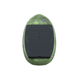 Duotone Trace SLS 2027 Kiteboard, grün-schwarzes Textildesign, Draufsicht auf die Oberseite mit schwarzem Mittelteil und Befestigungspunkten