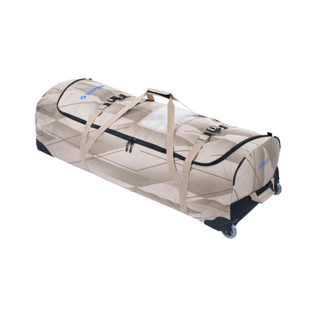Duotone Combibag 2027 Reisetasche beige mit schwarzen Riemen und Rollen, Seitenperspektive