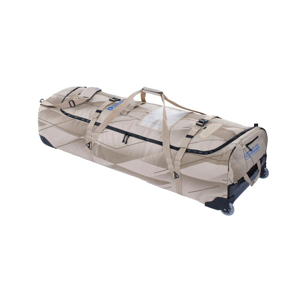 Duotone Team Bag 2027 Reisetasche in Beige mit schwarzen Akzenten, Rollen und Tragegriffen, Seitenansicht