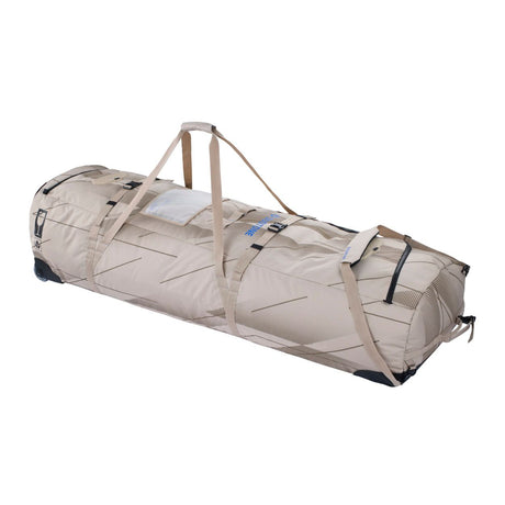 Duotone Team Bag 2027 Sporttasche in Beige und Braun mit Tragehenkeln, Rollen und Fächern, Seitenansicht