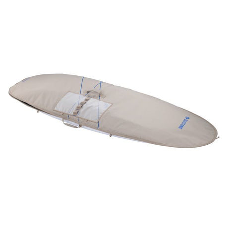 Duotone Boardbag Single Compact 2027 in Beige mit Duotone-Branding, Draufsicht, kompakte Tasche mit Tragegriffen und Verschlusssystem