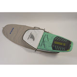 Duotone Boardbag Single Compact 2027 in Grau und Grün, Draufsicht auf geöffnete Kitebag mit Polsterung und Tragegriff