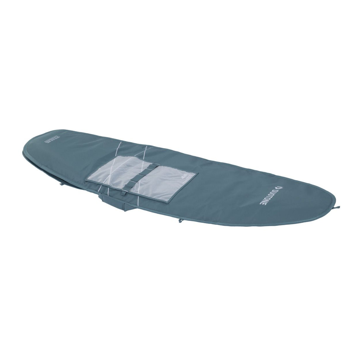 Duotone Boardbag Single Compact 2027 in Blaugrau mit transparentem Fenster, Seitenperspektive