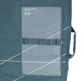 Duotone Boardbag Single Compact 2027 in Blaugrün mit Mesh-Fenstern und Tragegriffen, geöffnet von vorne