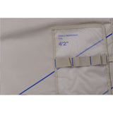 Duotone Single Boardbag Foil 4'2" in Weiß mit blauen Griffen und Beschriftung, Detailansicht