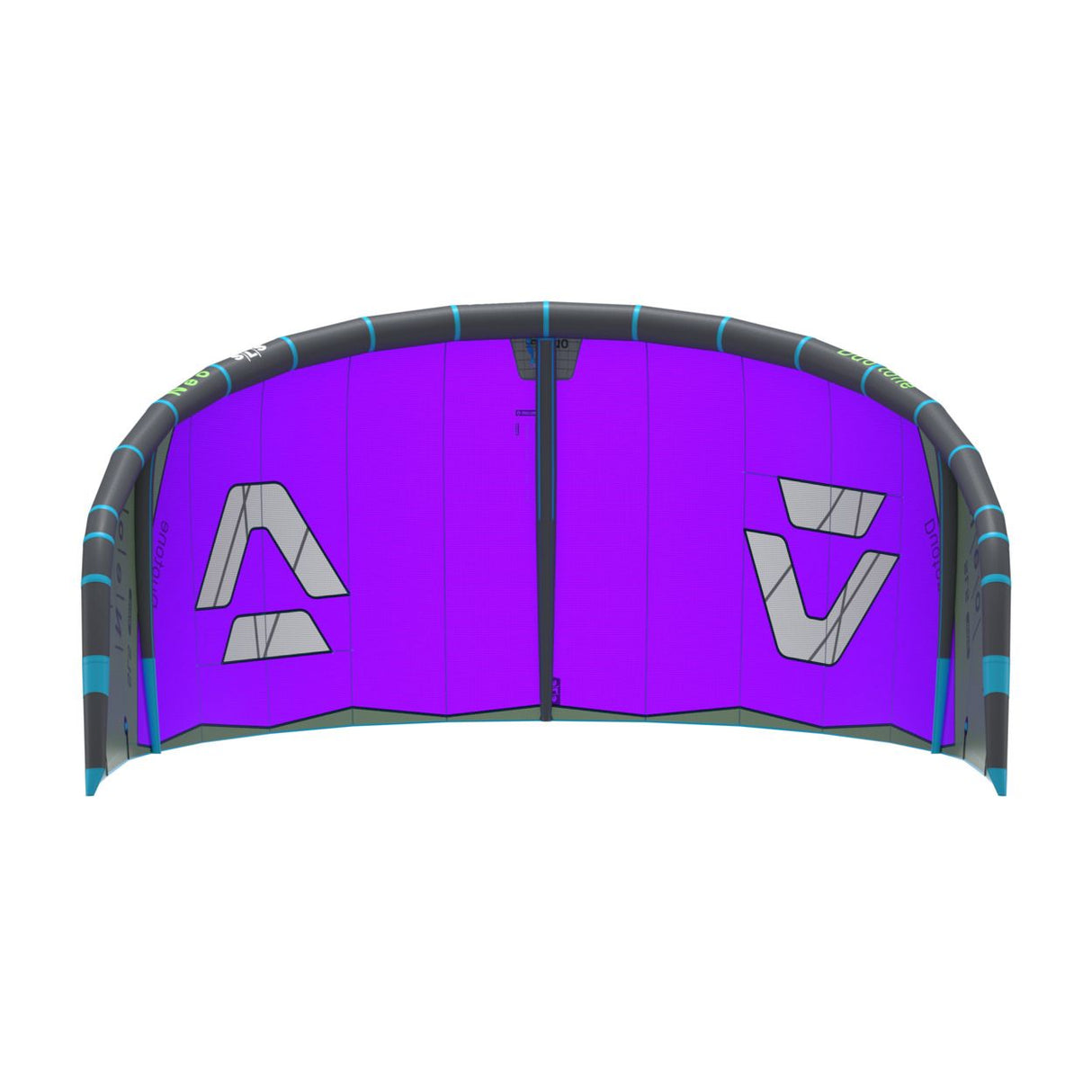 Duotone Neo SLS 2027 Kite mit violettem Tuch und grauem Logo, Frontansicht