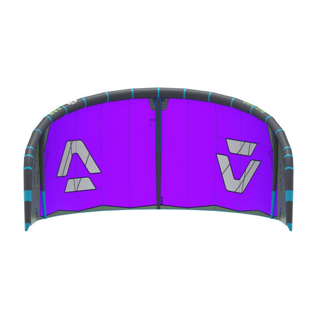 Duotone Neo SLS 2027 Kite mit violettem Tuch und grauem Logo, Frontansicht