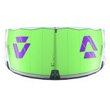 Duotone Neo SLS 2027 Kite in Neongrün mit violettem Logo, Draufsicht, Wassersport-Ausrüstung