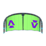 Duotone Neo SLS 2027 Kitesegel in Neongrün mit violetten Logos, Draufsicht