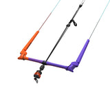 Duotone Trust Bar Quad Control 2027 Kitebar in Orange, Schwarz und Violett mit vier Leinen, Frontalansicht