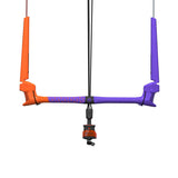 Duotone Trust Bar Quad Control 2027 Kitebar in Orange und Violett, Draufsicht, mit vier Kontrollelementen und schwarzem Mittelschaft