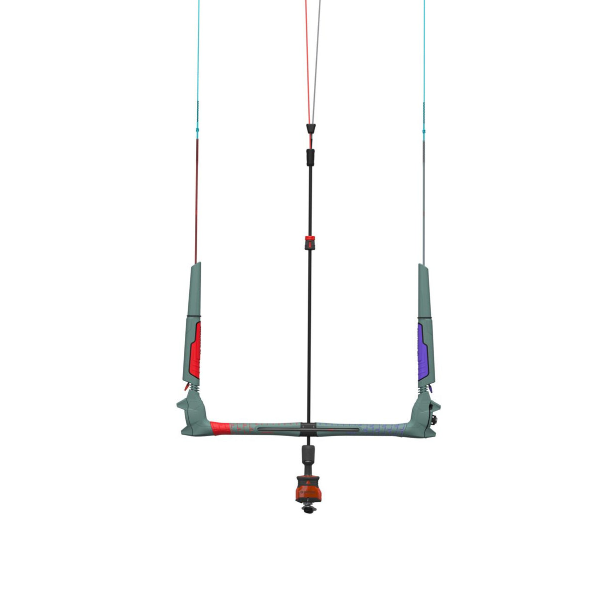 Duotone Click Bar Quad Control 2027 Kitebar mit vier Leinen in Grau, Rot und Blau, Frontalansicht