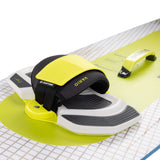 Duotone Vario Combo 2027 Kiteboard neongelb schwarz weiß mit Fußschlaufen Draufsicht