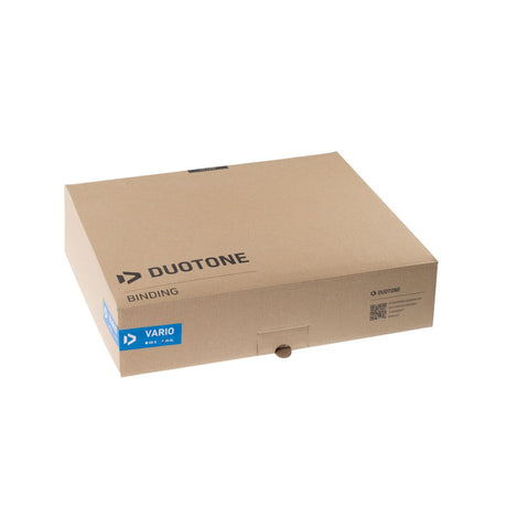 Duotone Vario Combo 2027 Bindung in Kartonverpackung, Draufsicht auf beiges Produktpaket mit blauem Label