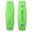 Duotone Jaime Concept Blue 2027 Kiteboard neongrün mit violettem Logo, Draufsicht beider Seiten