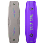 Duotone Jaime SLS 2027 Kiteboard in Grau und Violett, Draufsicht beider Seiten mit Duotone-Logo und Modellbezeichnung