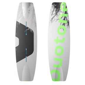 Duotone TS Park 2027 Kiteboard, weiß-grau-neongrün, Oberseite und Unterseite, Direktansicht