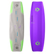 Duotone Soleil SLS 2027 Kiteboard in Violett und Grün, Draufsicht und Unterseite, mit strukturierter Oberfläche