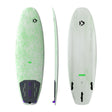 Duotone Whip SLS 2027 Kiteboard grün-weiß, Draufsicht und Seitenansicht mit schwarzen Fußschlaufen