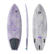 Duotone Volt SLS 2027 Kiteboard lila-weiß, Draufsicht und Seitenansicht, mit strukturierter Oberfläche und Griffzonen