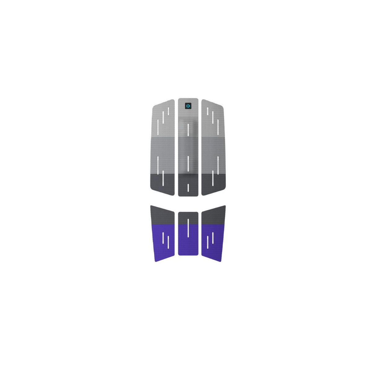 Duotone Traction Pad Front 2027 in Grau und Blau mit Streifenmuster, Draufsicht