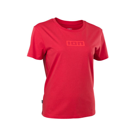 ION Ionic 2026 Damen T-Shirt rot Baumwolle mit Logo-Print Frontansicht
