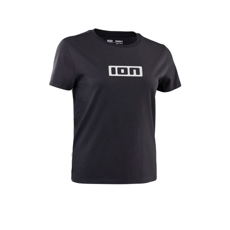 ION Ionic 2026 schwarzes Baumwoll-T-Shirt mit weißem Logo-Print, Vorderansicht