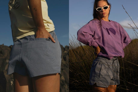 ION Tally 2.5 Boardshorts Damen grau, Frontal- und Rückansicht, funktionelle Badeshorts mit Schnelltrockner-Material