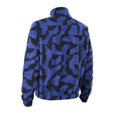 ION HD Fleece Jacke 2026 in Blau mit geometrischem Muster, Rückansicht, Fleece-Material mit Stehkragen