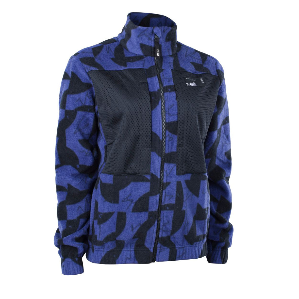 ION HD Fleece Jacke 2026 blau-schwarz Camouflage-Muster Frontansicht
