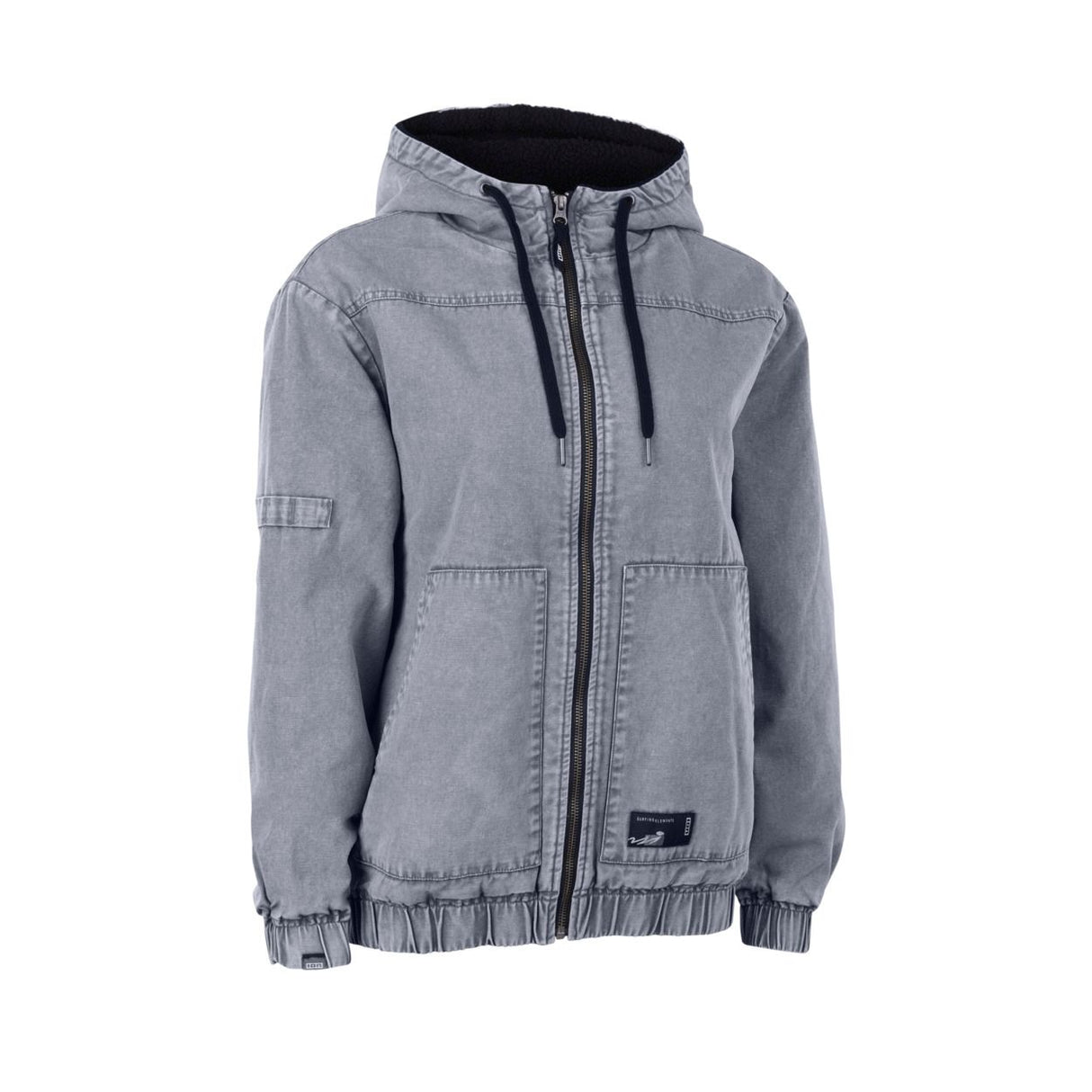ION HD Insulated Cotton 2026 Jacke in Grau mit Kapuze, Frontreißverschluss und isolierter Baumwolle, Vorderansicht