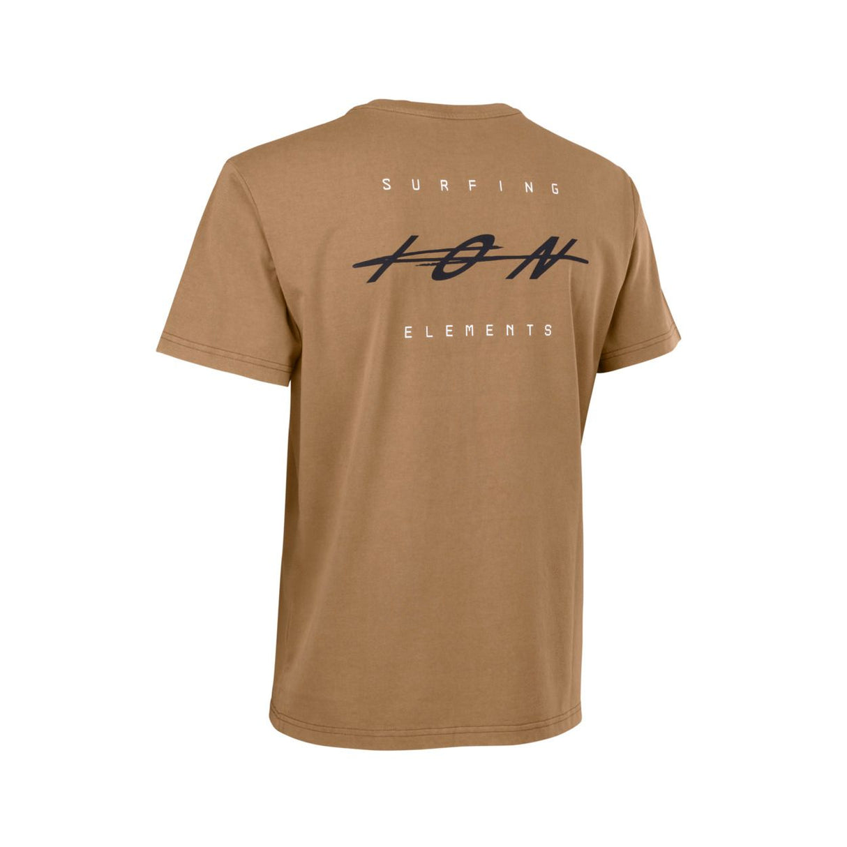 ION Mood 2026 T-Shirt in Beige mit Surfing-Print auf der Rückseite, Baumwolle, Frontansicht