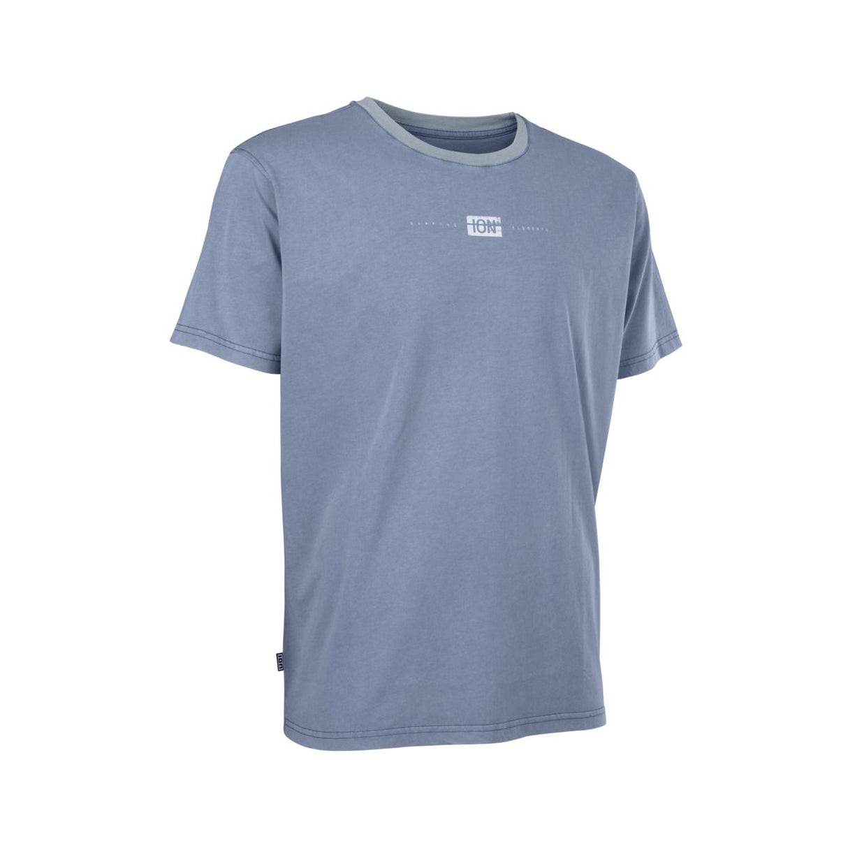 ION Graphic Tee 2026 blaugrau Baumwoll-T-Shirt mit kleinem Logo-Print, Frontalansicht