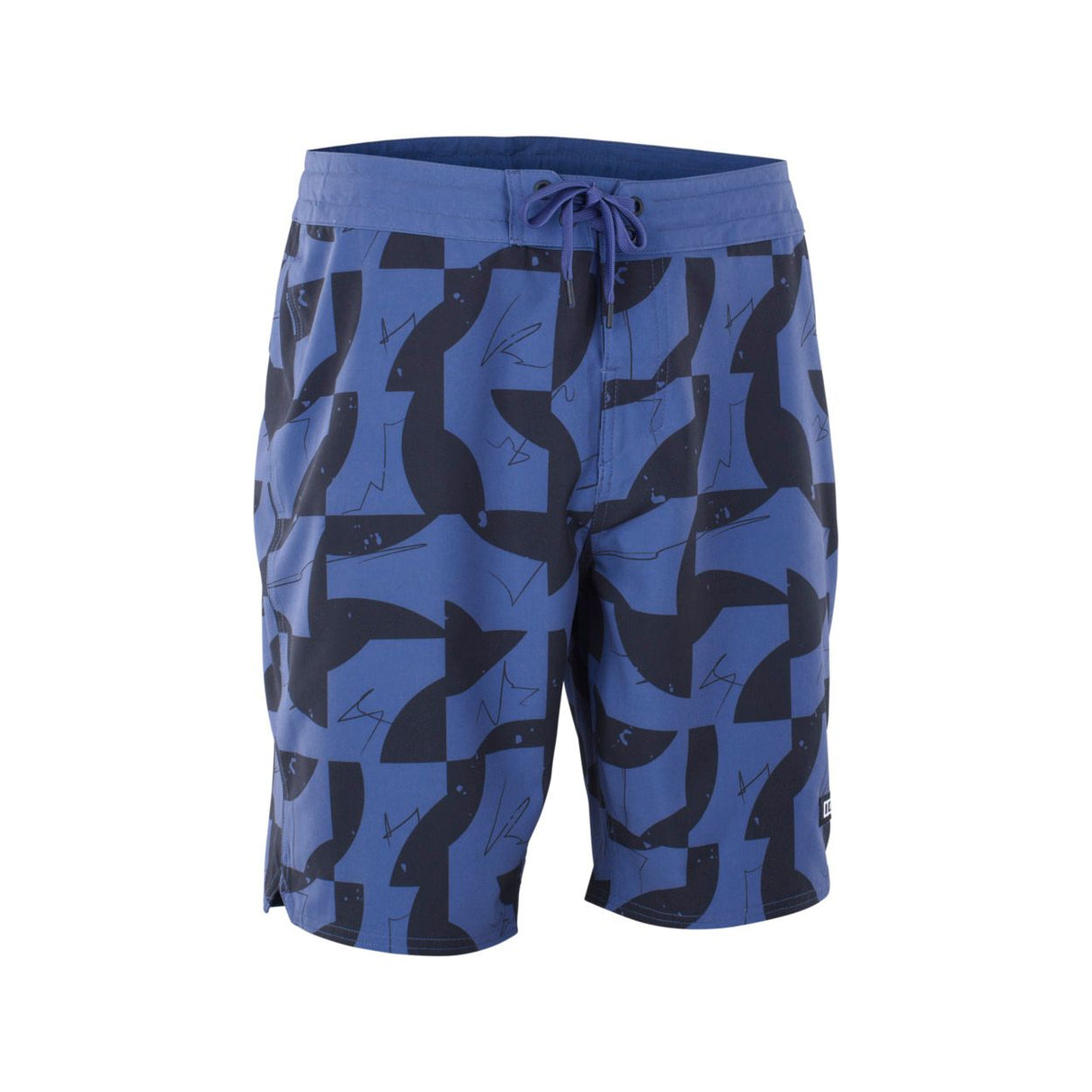 ION Boardshorts AOP 2026 blau mit abstraktem Muster, Frontansicht, Schnelltrocknend
