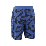 ION Boardshorts AOP 2026 blau mit schwarzem Allover-Print, Rückansicht, Seitentasche sichtbar