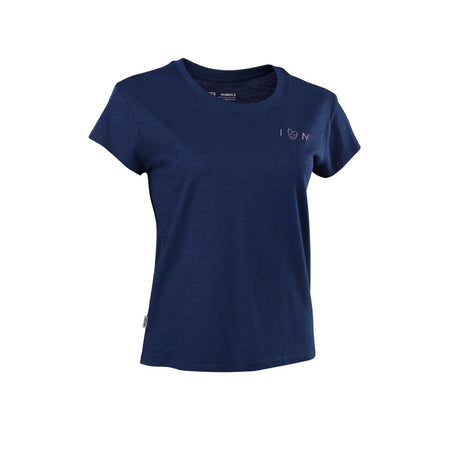 ION Stoked T-Shirt für Damen in Dunkelblau mit kleinem Logo-Print, Frontansicht