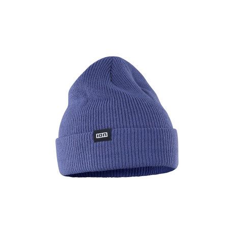 ION Beanie Ionic 2026 Strickmütze in Blau, Frontalansicht mit ION-Logo-Label