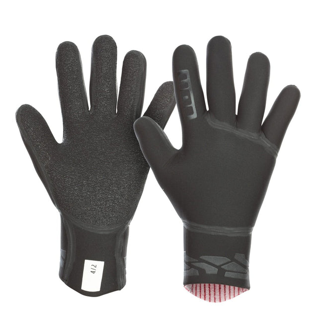 ION Neo Gloves 4/2 2026 schwarze Neopren-Handschuhe, Vorder- und Rückseite, Wassersporthandschuhe mit Grip