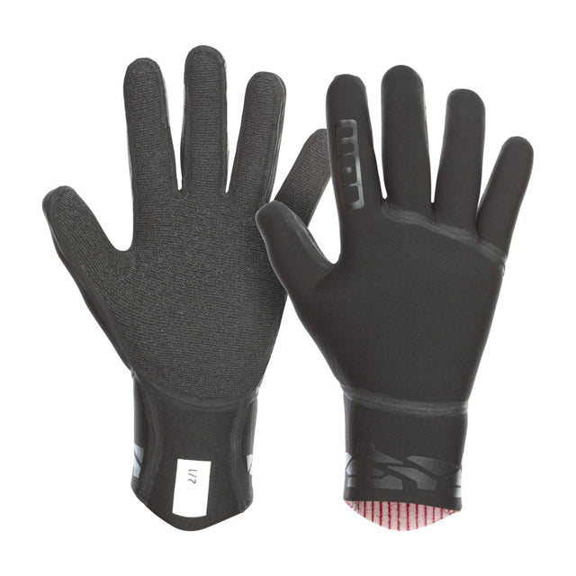 ION Neo Gloves 2/1 unisex schwarz, Neopren-Handschuhe mit strukturierter Handfläche, Vorder- und Rückansicht