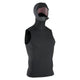 ION Hooded Neo Vest 3/2 schwarz, ärmelloses Neopren-Weste mit Kapuze, Frontalansicht