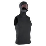 ION Hooded Neo Vest 3/2 schwarz, ärmelloses Neopren-Weste mit Kapuze, Frontalansicht