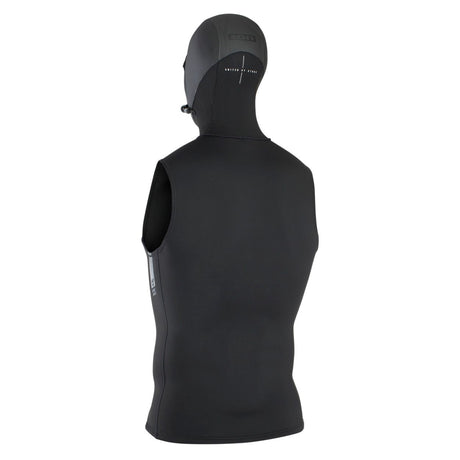 ION Hooded Neo Vest 3/2 schwarz, Neopren-Weste mit Kapuze, Rückenansicht