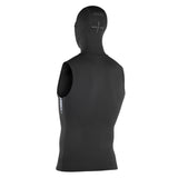 ION Neo Top Hooded Vest 2/1 2026, schwarze Neopren-Weste mit Kapuze, Rückansicht auf Mannequin