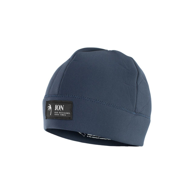 ION TEC Beanie 2026 Wollmütze in Blaugrau mit strukturiertem Stoff und ION Logo-Label, Frontalansicht