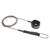 ION SUP Leash Core Ankle 2026 in Schwarz mit grauem Kabel, Knöchelmanschette und Handschlaufe, Frontansicht