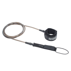 ION SUP Leash Core Ankle 2026 in Schwarz mit grauem Kabel, Knöchelmanschette und Handschlaufe, Frontansicht