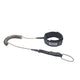 ION Wing SUP Board Leash Core Coiled Knee 2026, schwarze Manschette mit grauem Spiralseil und Handschlaufe, Gesamtansicht